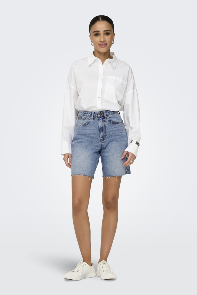 ONLJULIETTE HW WIDE SHORT RW HEM BO 15355930 Light Blue Denim